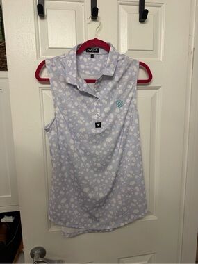 Sleeveless Floral Polo Top - Light Lavender by Bad Birdie